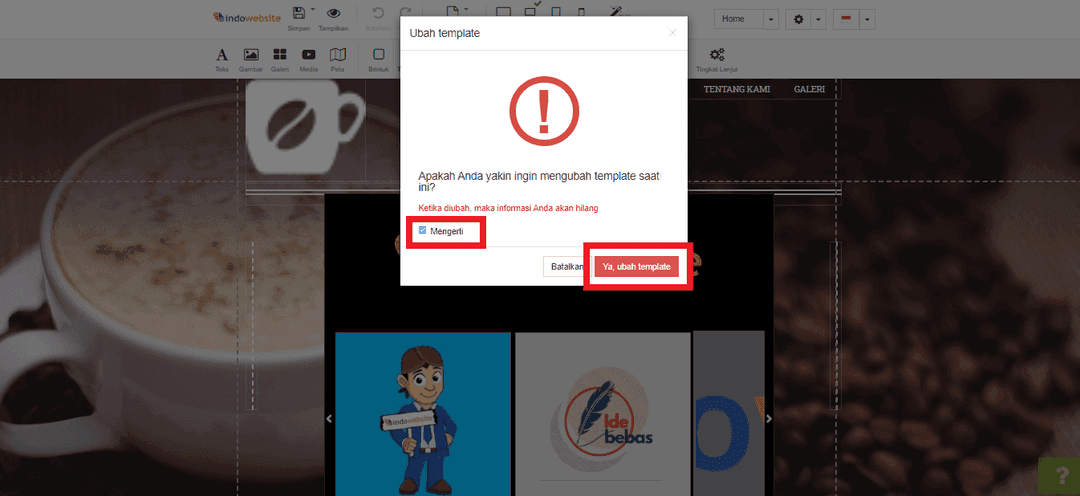 Verifikasi Perubahan Template