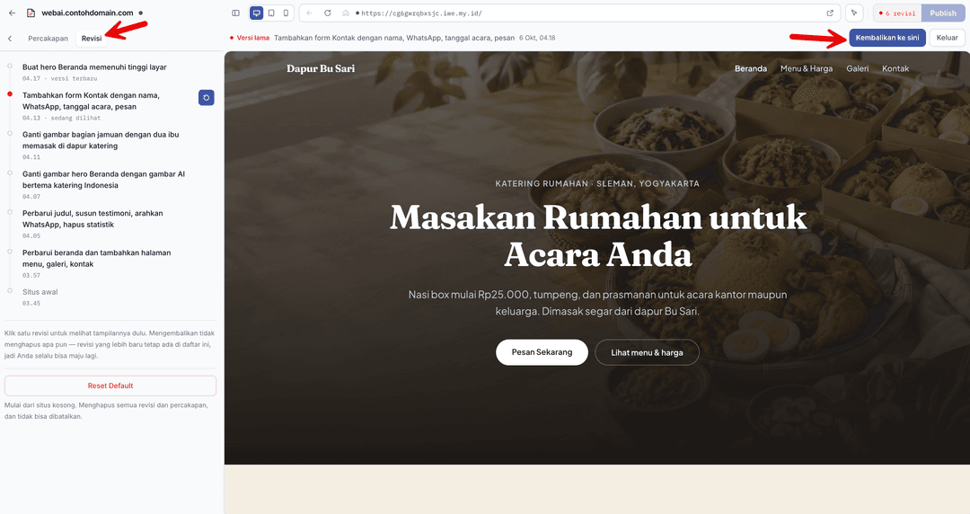 Kembalikan ke revisi kapanpun