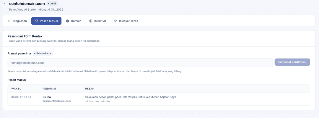 Pesan Masuk Kontak Form