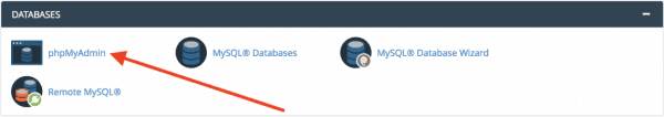 Menu phpMyAdmin
